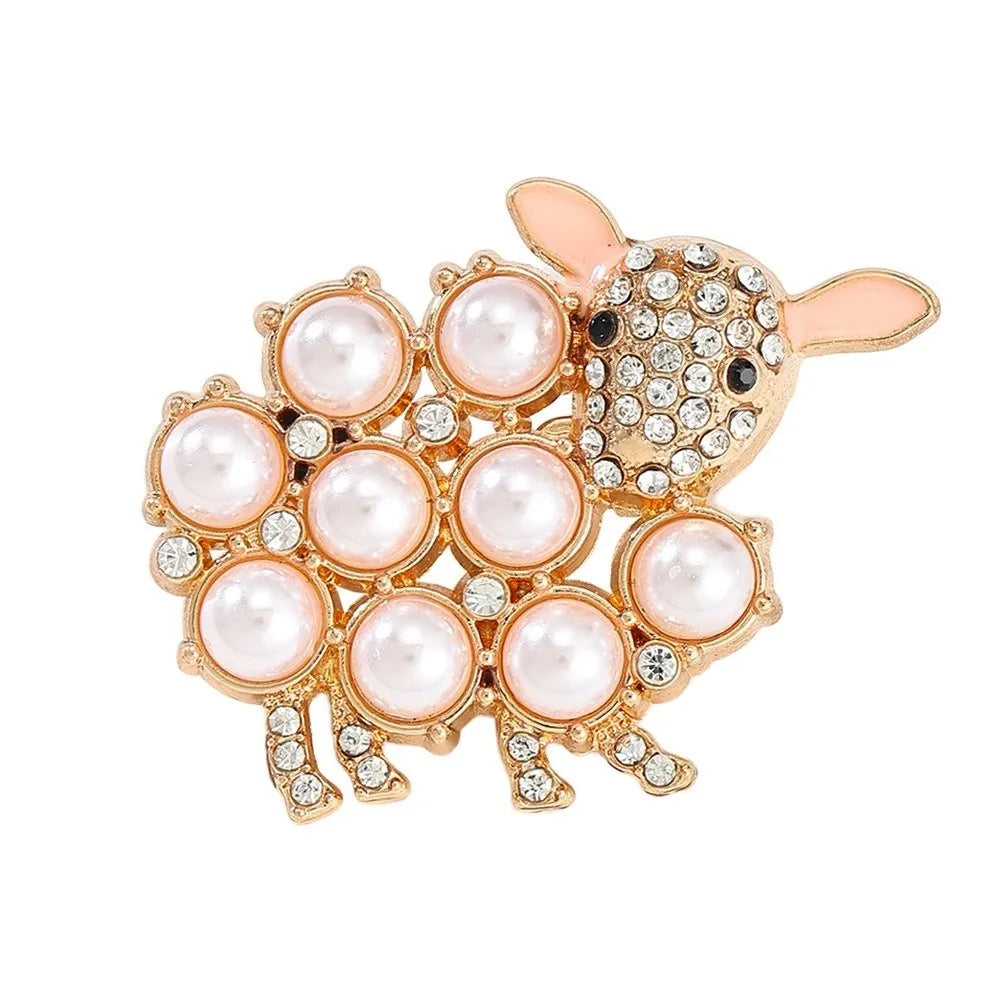 Vintage Zodiac Sheep Enamel Brooch | Rhinestone Lamb Lapel Pin Enamel Brooch PLUSH Style C