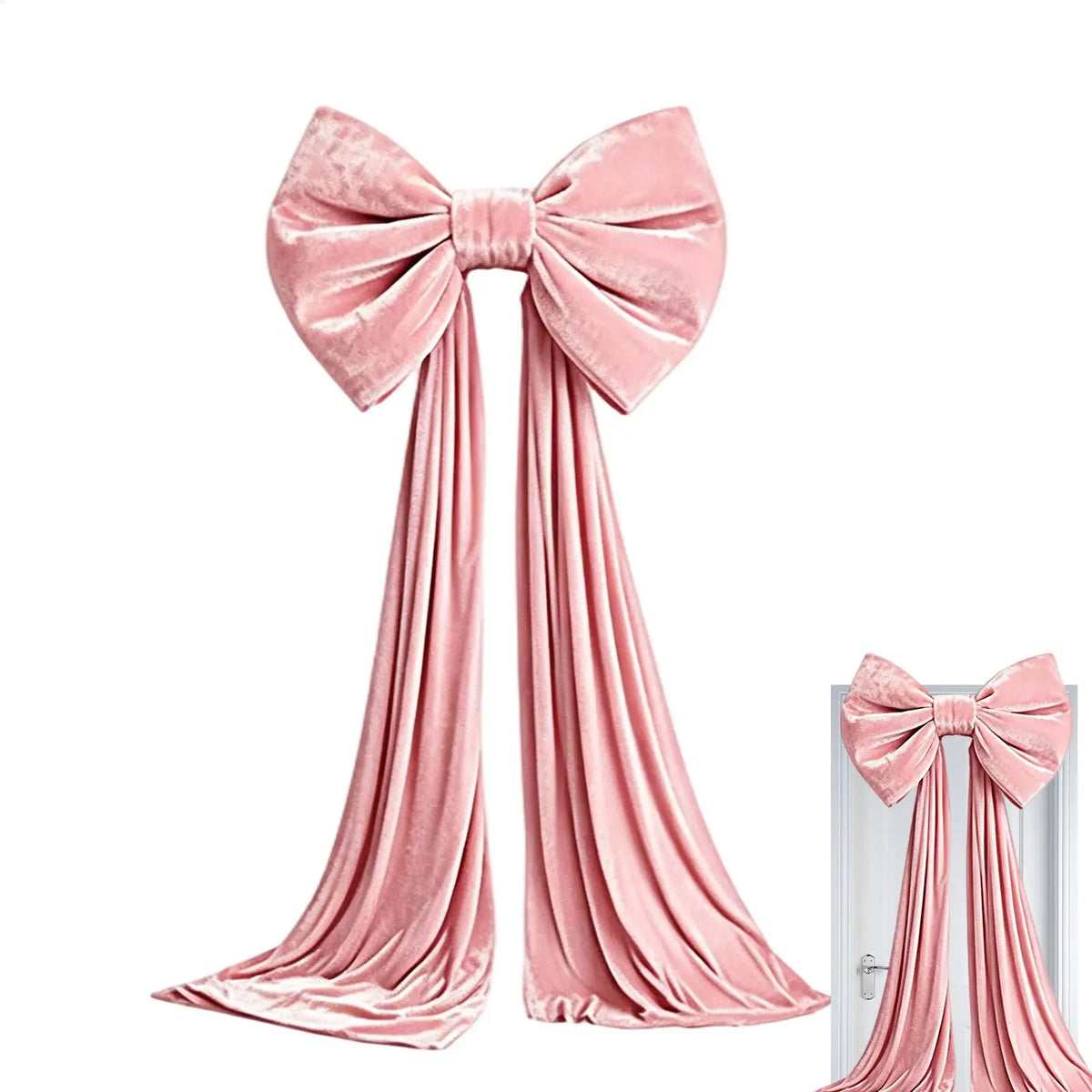 Extra-Large Velvet Christmas Tree Bow – Green & Pink Holiday Christmas Tree Bow PLUSH