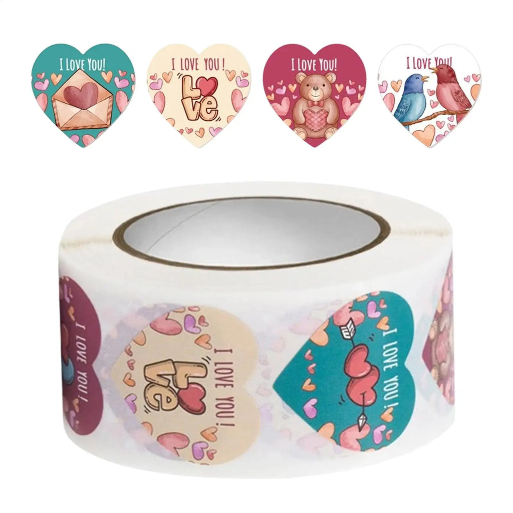 500pcs Heart Stickers – Valentine's Day Envelope Seals & Decor Decorative Stickers PLUSH