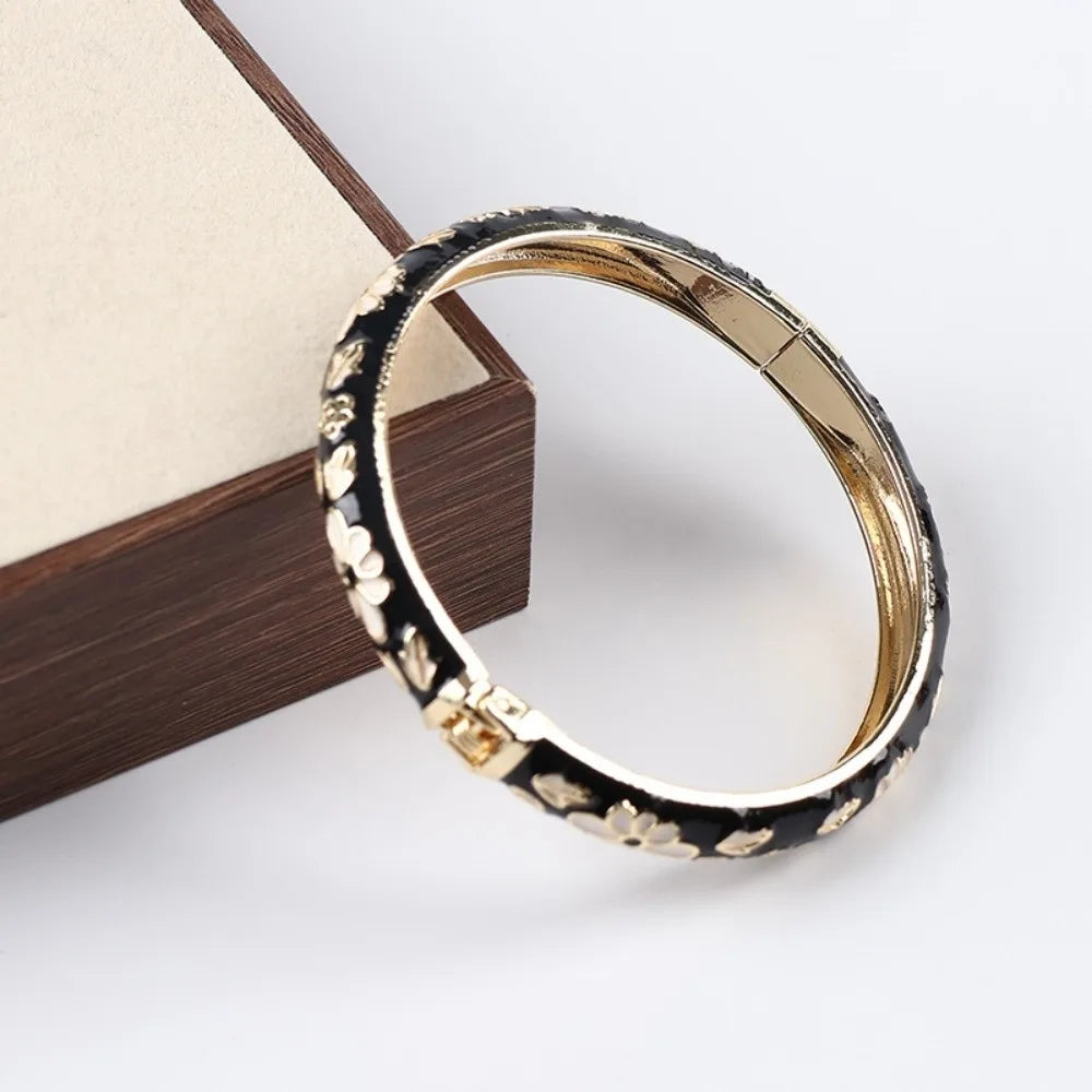 Vintage Cloisonne Enamel Floral Cuff Bangle | Women's Bracelet Enamel Cuff Bangle PLUSH Style 12