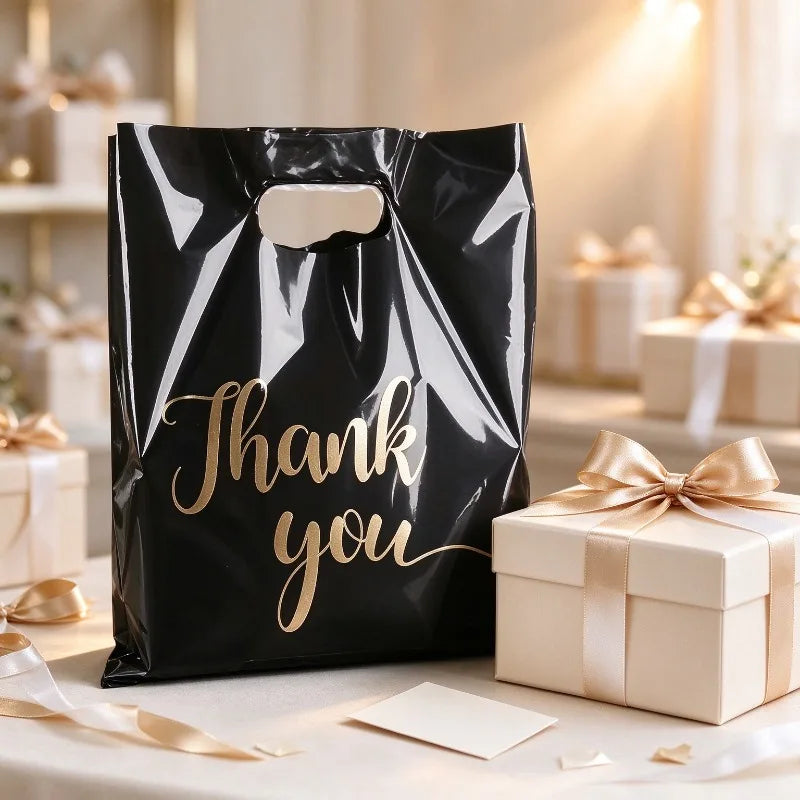 Black Thank You Gift Bags with Handles – 10/30/50pcs Pack Gift Bags PLUSH