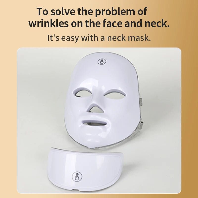 7-Color LED Light Therapy Face & Neck Mask | Skin Rejuvenation LED Skin Care Mask PLUSH