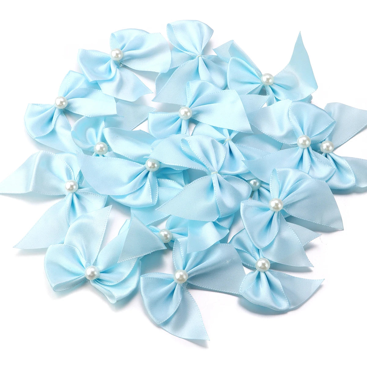 20pcs Satin Ribbon Bows 5.5x6cm – DIY Craft Decoration Satin Ribbon Bows PLUSH Blue 5.5cmx6cm