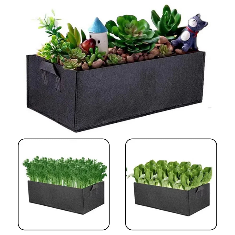 Square Non-Woven Felt Grow Bag – Foldable Plant Container Felt Grow Bag PLUSH Black 60x30x20cm