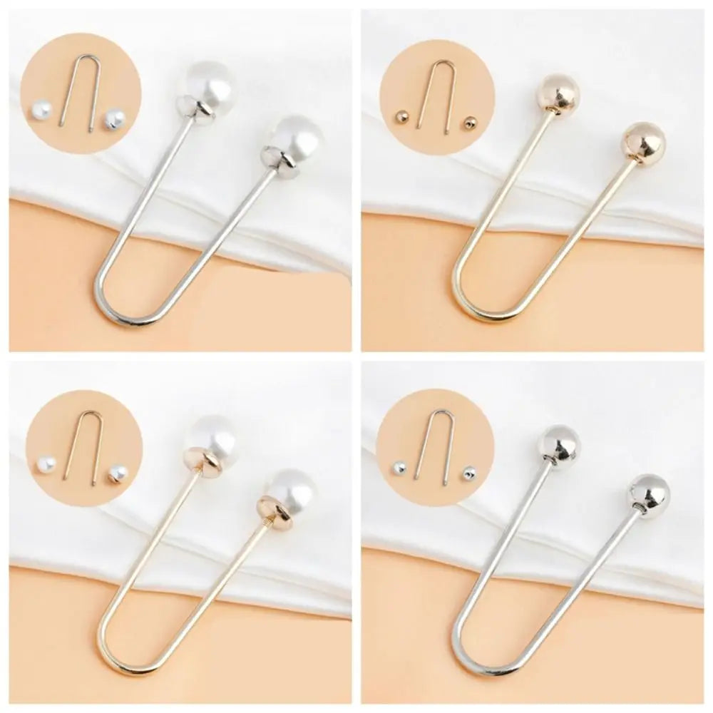 U-Shape Double Head Bead Brooch – Zinc Alloy DIY Accessory Fashion Brooch Pin PLUSH