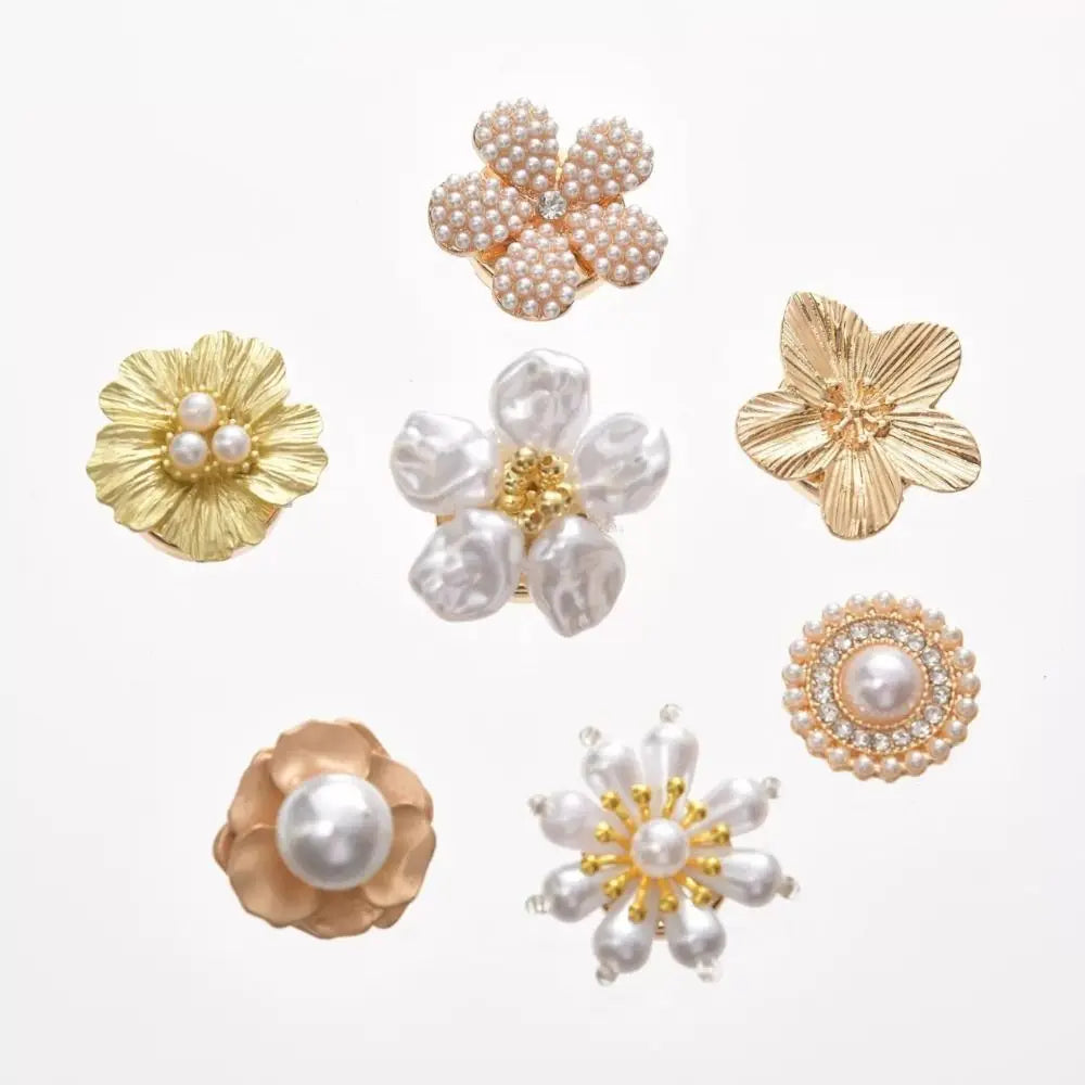 Floral Rhinestone Collar Buttons – No-Sew Detachable Pearl Beaded Decorative Collar Buttons PLUSH