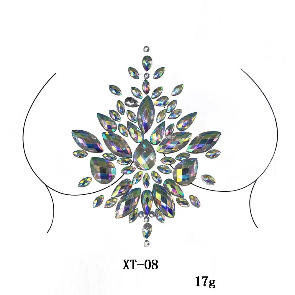 Crystal Rhinestone Body & Face Jewel Stickers – Temporary Tattoo Body Jewel Stickers PLUSH XT-08
