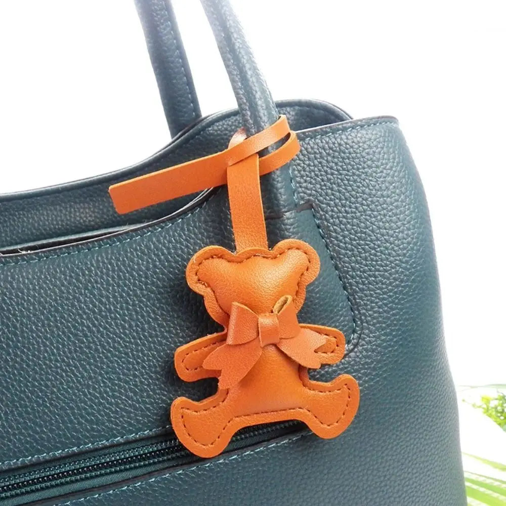 Bow Bear Keychain – Cute PU Leather Keyring & Bag Charm Fashion Keychain Charm PLUSH