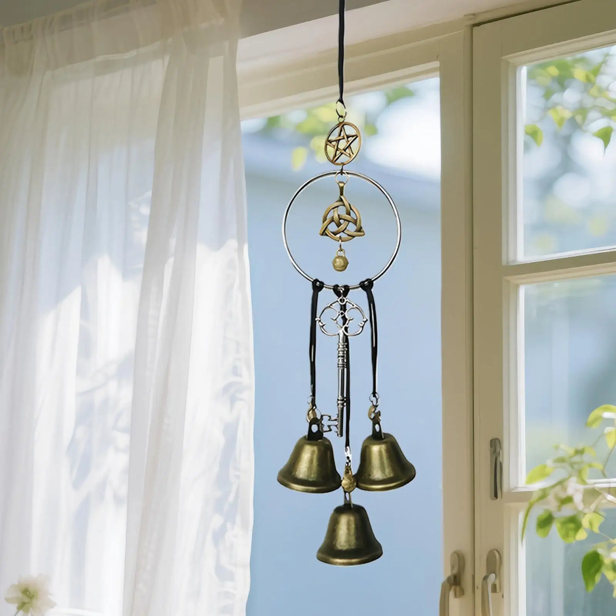 Witch Bells Door Knob Hanger | Vintage Brass Wind Chime Décor Wind Chime Ornament PLUSH