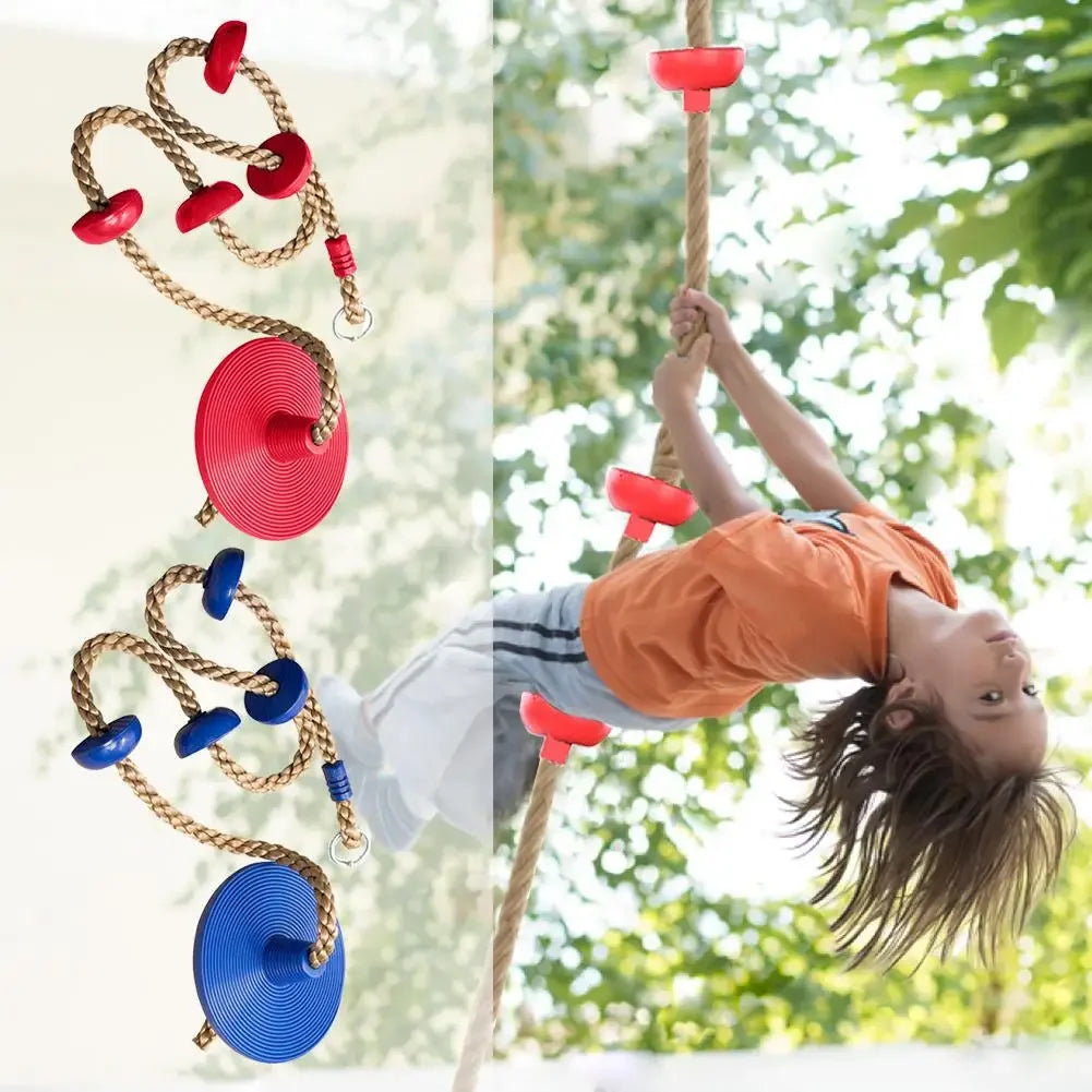 Kids Climbing Rope with Platforms & Disc Swing Seat Set Kids Swing Climbing Set PLUSH