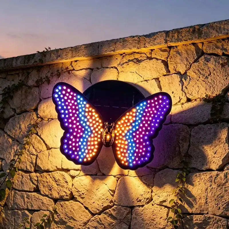 Solar LED Color-Changing Butterfly Garden Wall Light Solar Garden Light PLUSH
