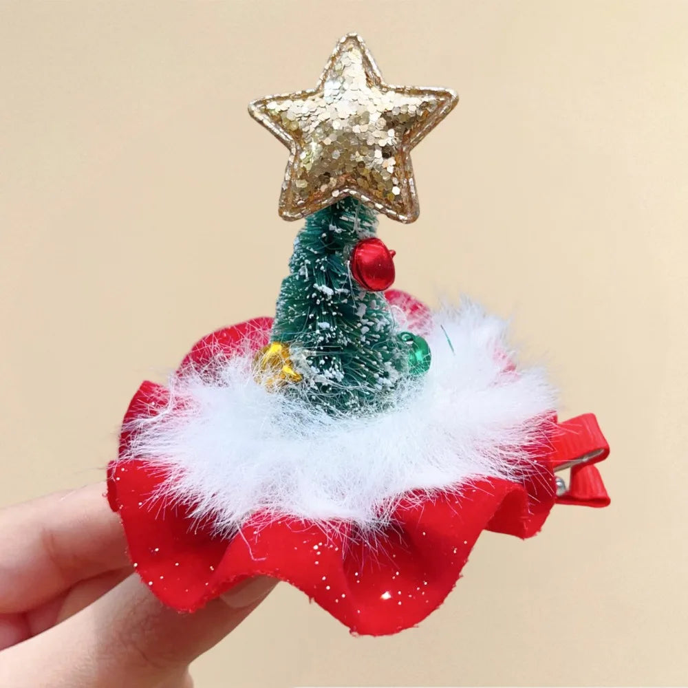 Sequin Christmas Hair Clips – Star, Xmas Tree & Hat Hairpins Christmas Hair Clips PLUSH Style 3