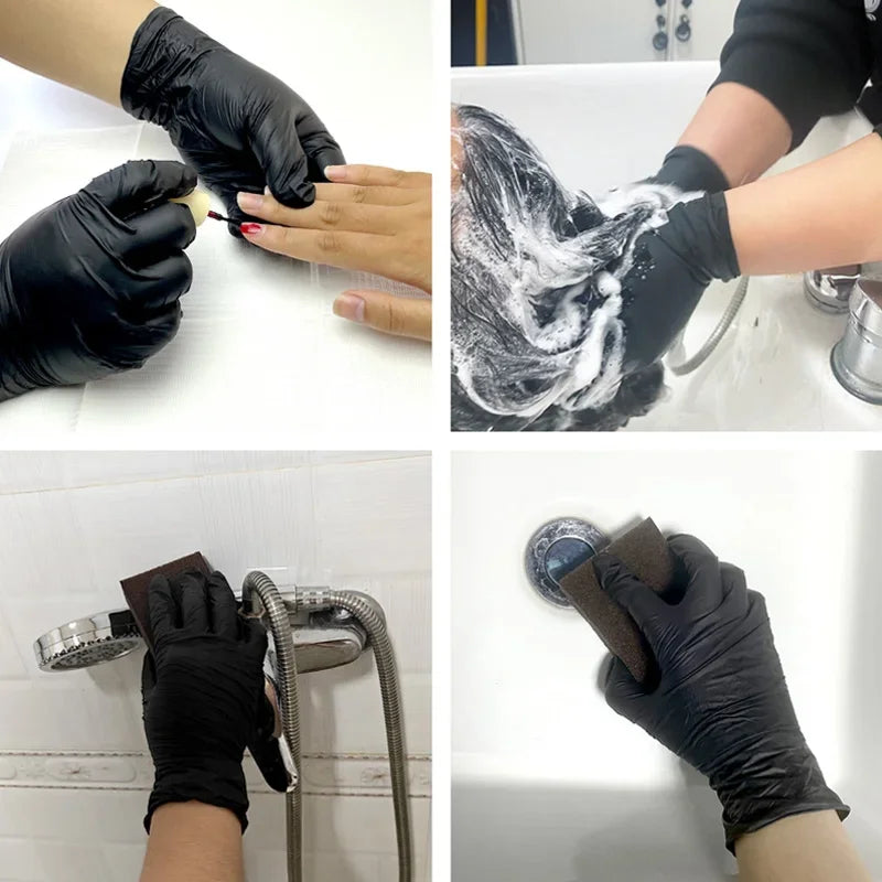 Black Nitrile Disposable Gloves 10–100pcs | S M L XL Disposable Nitrile Gloves PLUSH