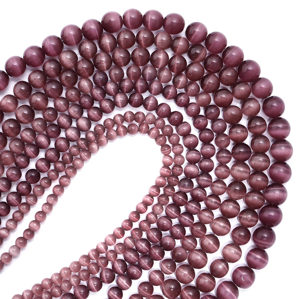 Purple Cat's Eye Stone Beads – Round Spacer Beads for Jewelry Stone Spacer Beads PLUSH