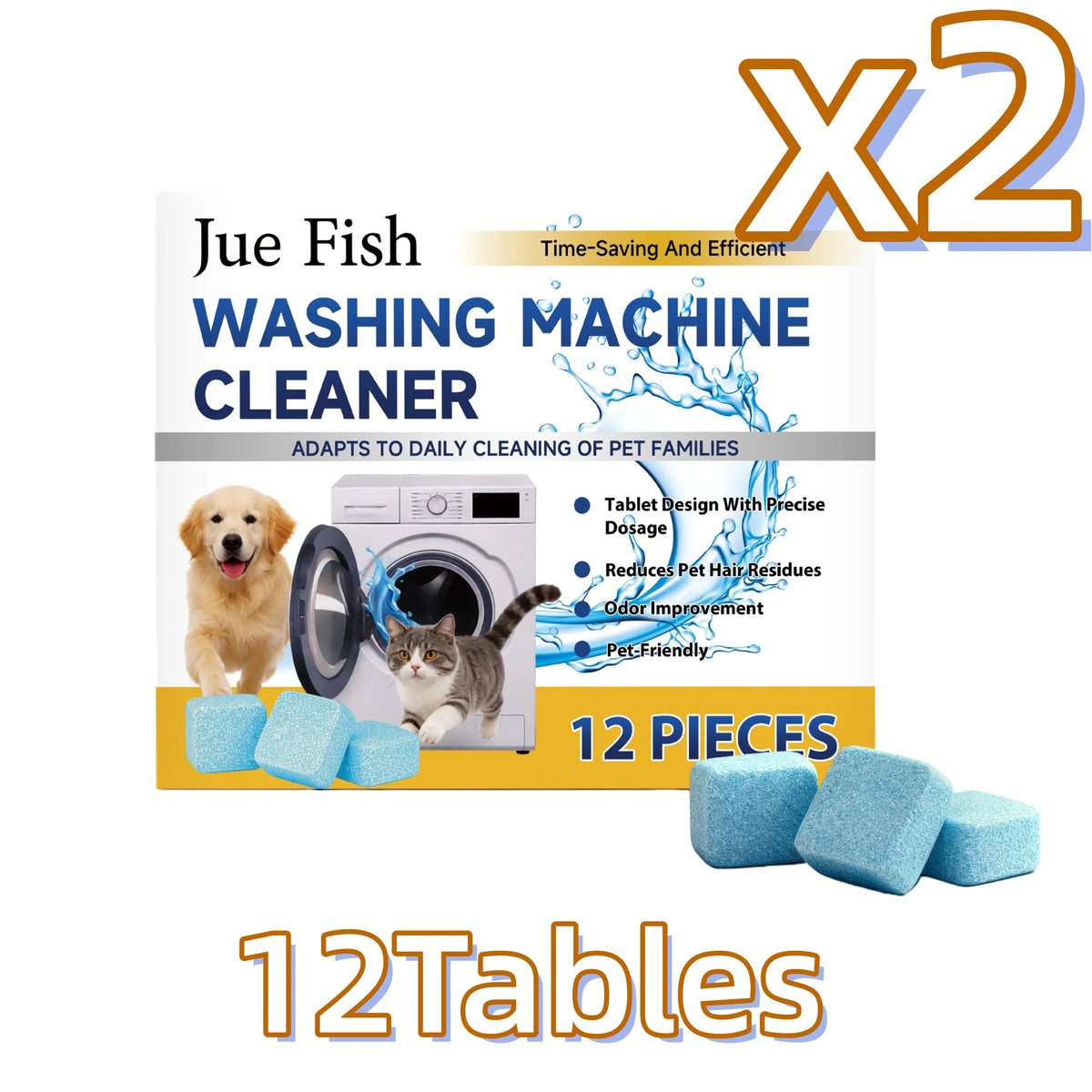 Washing Machine Cleaner Effervescent Tablets 12pcs | Jue-Fish Washing Machine Cleaner PLUSH 2SET