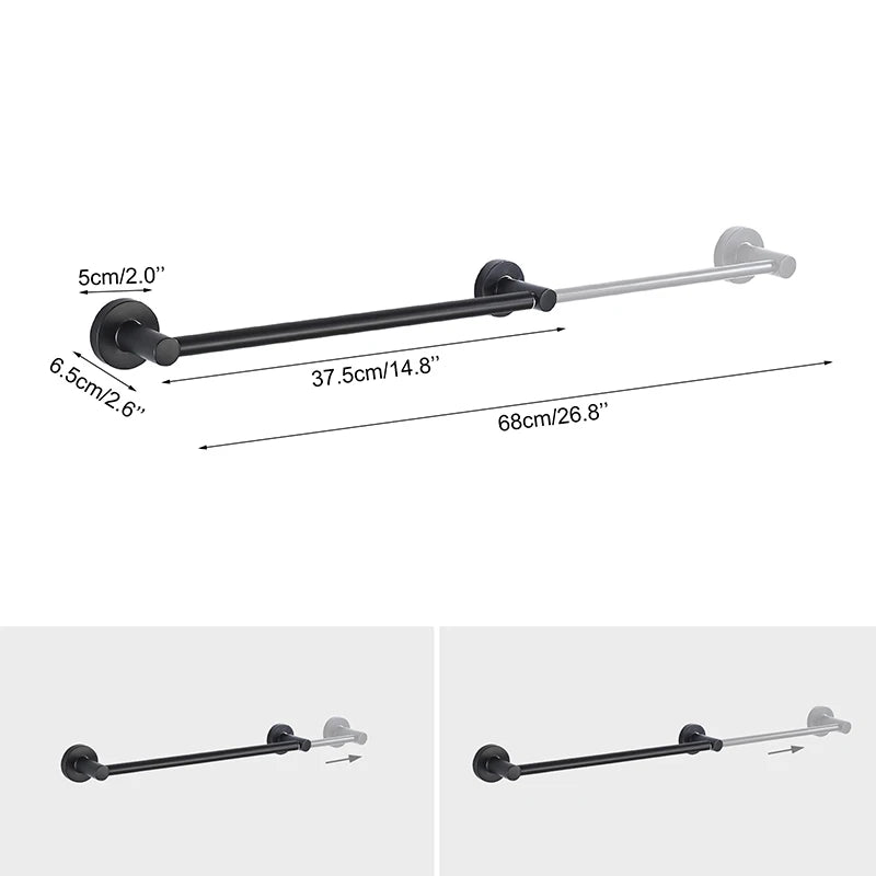 Retractable Towel Bar Stainless Steel – Black & Chrome Retractable Towel Bar PLUSH