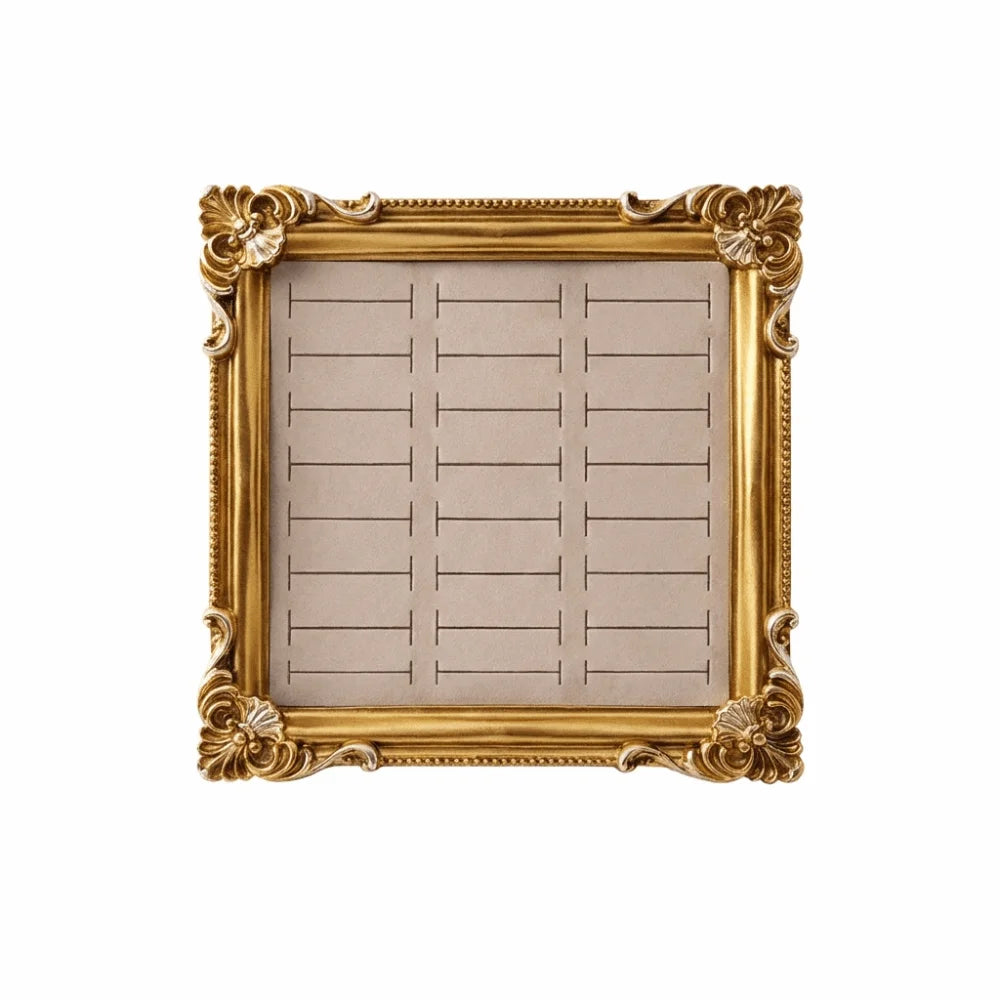 Vintage Gold Frame Wooden Ring & Jewelry Display Stand Jewelry Display Stand PLUSH Beige B