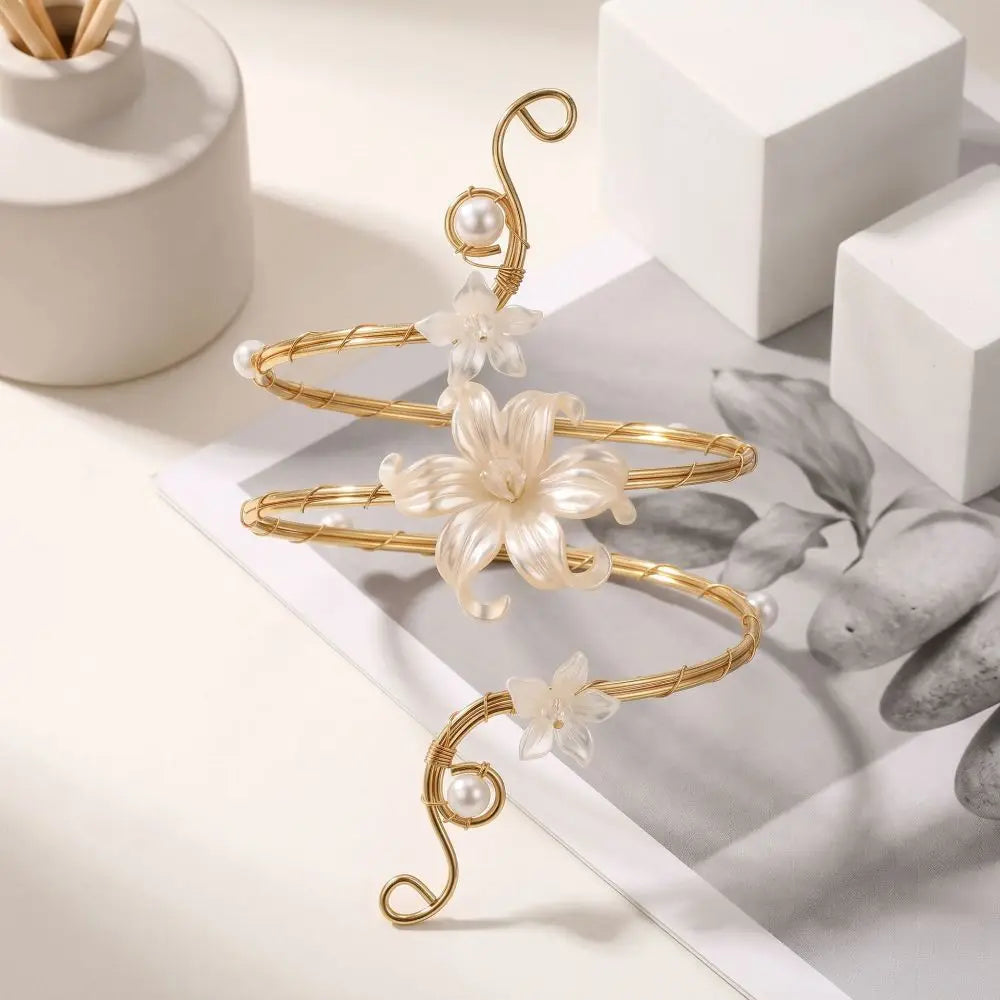 Bohemian Flower Arm Cuff Bangle – Gold & Silver Alloy Arm Cuff Bangle PLUSH