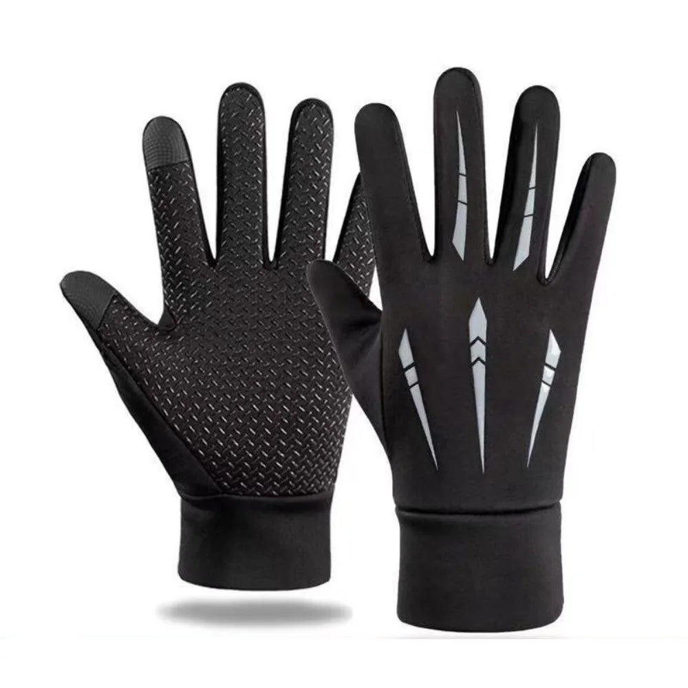 Winter Cycling Gloves – Waterproof Thermal Full Finger Cycling Gloves PLUSH Grey Full Finger