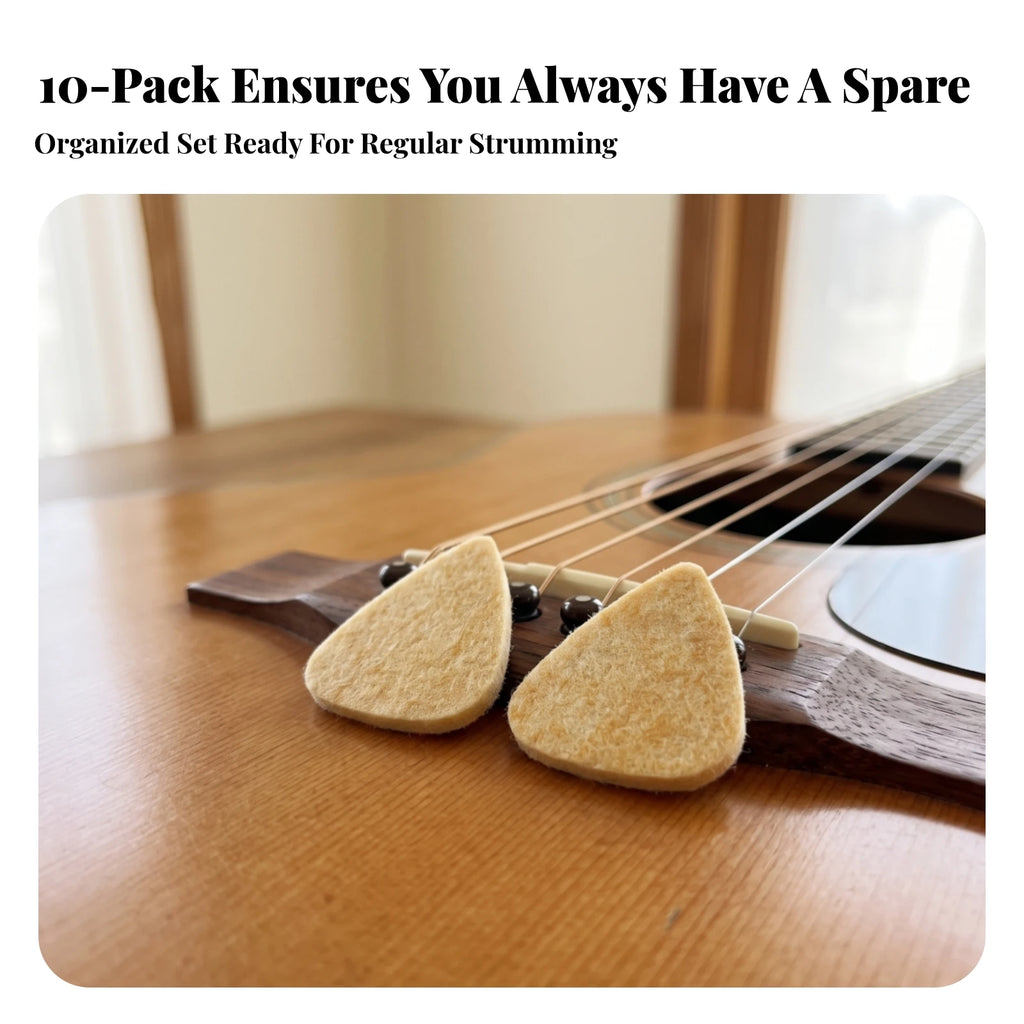 10-Pack Wool Felt Guitar Picks – Warm Mellow Acoustic Plectrums Guitar Picks PLUSH