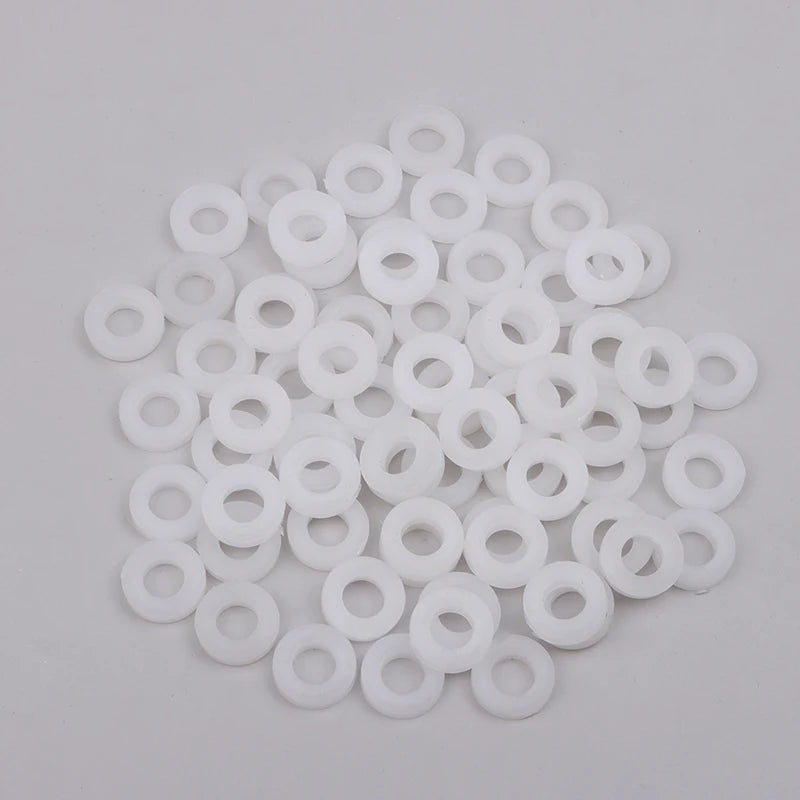 100pcs Nylon Flat Washers for Drum Lug Screws – Black & White Drum Hardware Parts PLUSH White