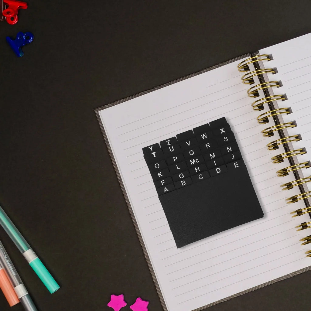 30Pcs Black Plastic Index Card Dividers – Alphabet Tab Organizer Index Card Dividers PLUSH