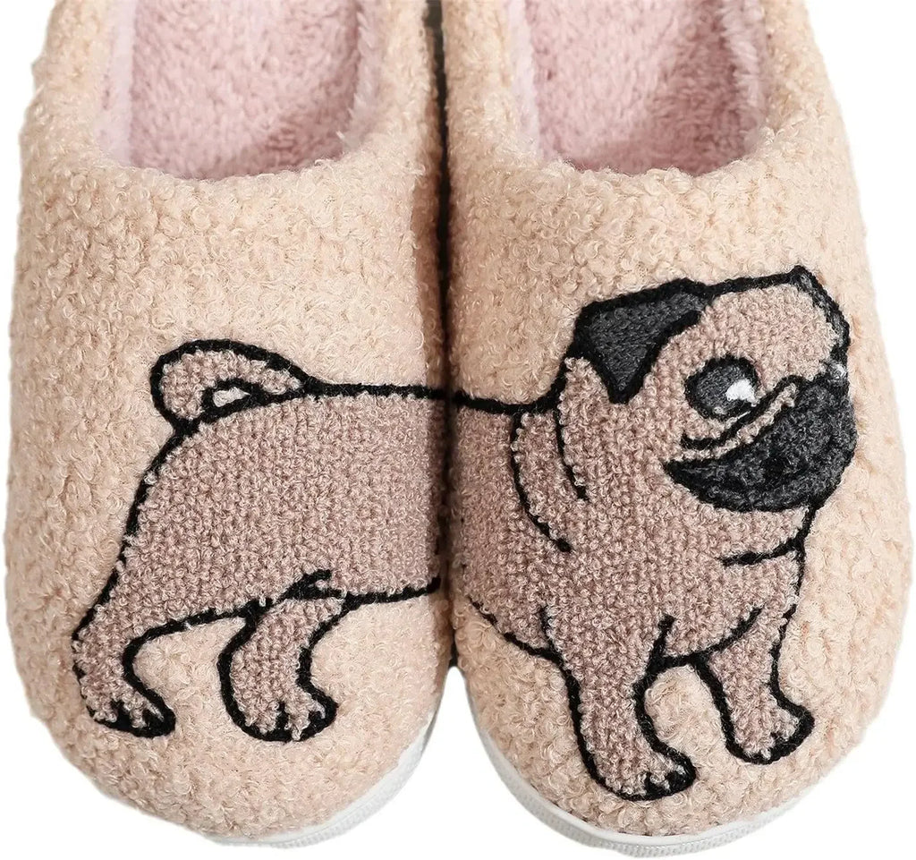 Cartoon Animal Plush Slippers – Cute Dog & Cat Design Plush Novelty Slippers PLUSH