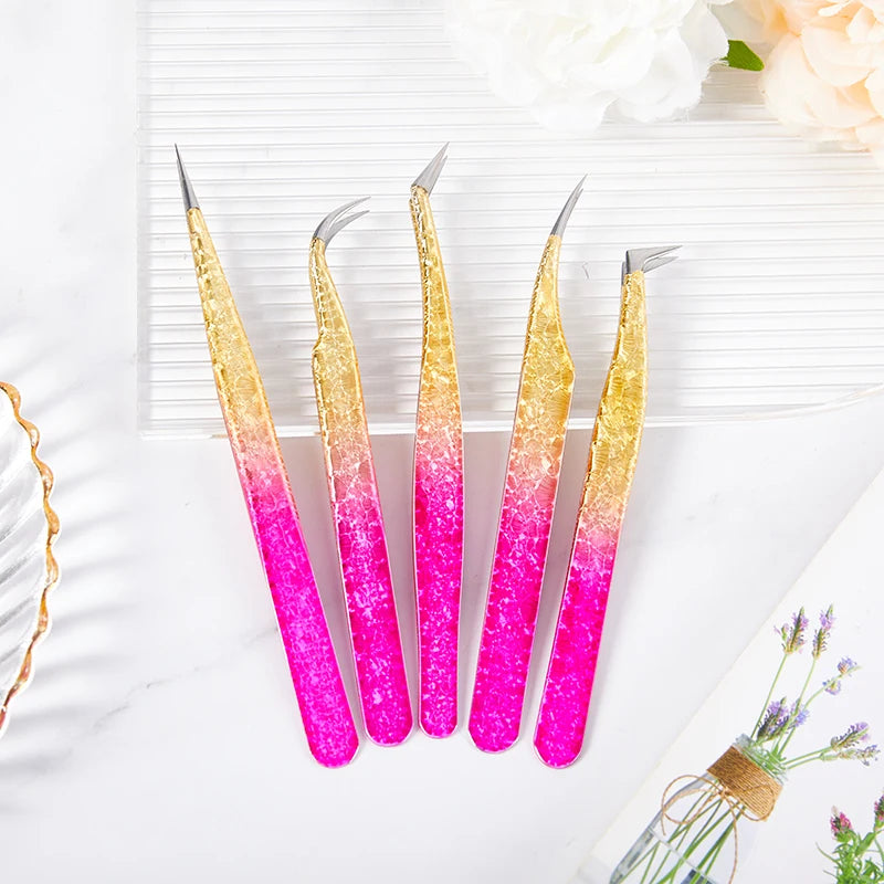Gradient Stainless Steel Lash Extension Tweezers – Precision Lash Extension Tweezers PLUSH