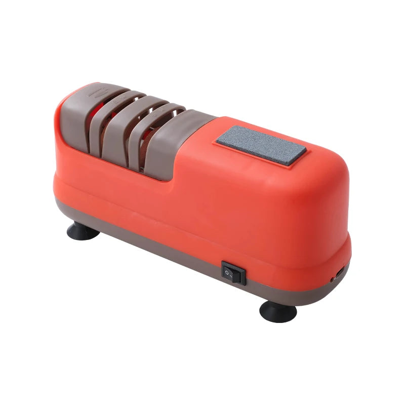 Electric Knife Sharpener – Automatic Multi-Function Kitchen Tool Electric Knife Sharpener PLUSH Red M