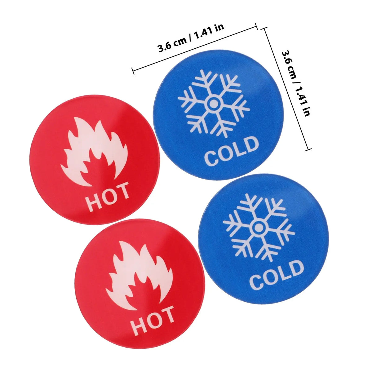 6 Pairs Hot & Cold Water Labels – Self-Adhesive Faucet Signs Faucet Temperature Labels PLUSH