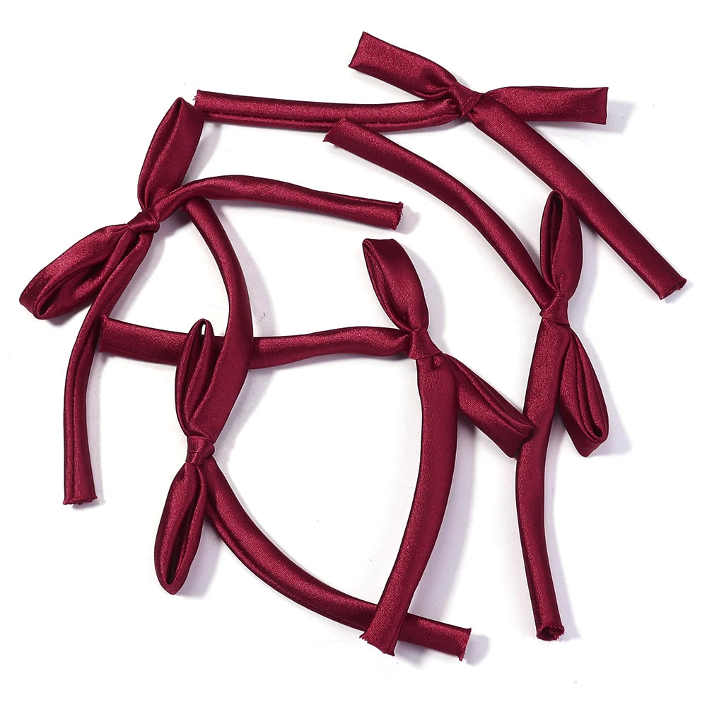 10pcs Satin Ribbon Bows 7x12cm – Colorful Bowknot Ornaments Ribbon Craft Bows PLUSH Wine Red 7X12cm