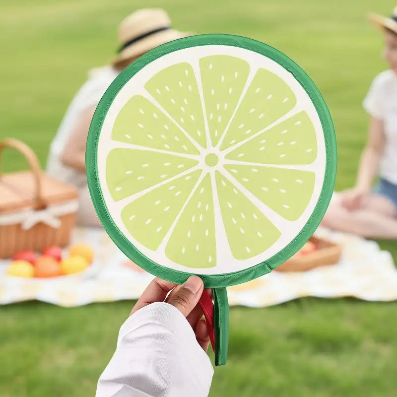 Fruit-Pattern Round Handheld Pocket Fan – Portable & Cute Handheld Pocket Fan PLUSH