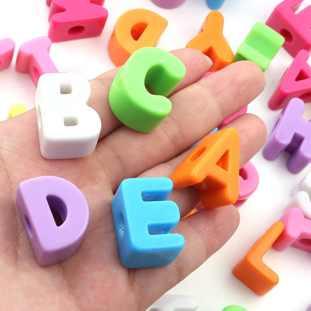 10pcs Multicolor Acrylic Alphabet Letter Beads for DIY Jewelry Alphabet Craft Beads PLUSH