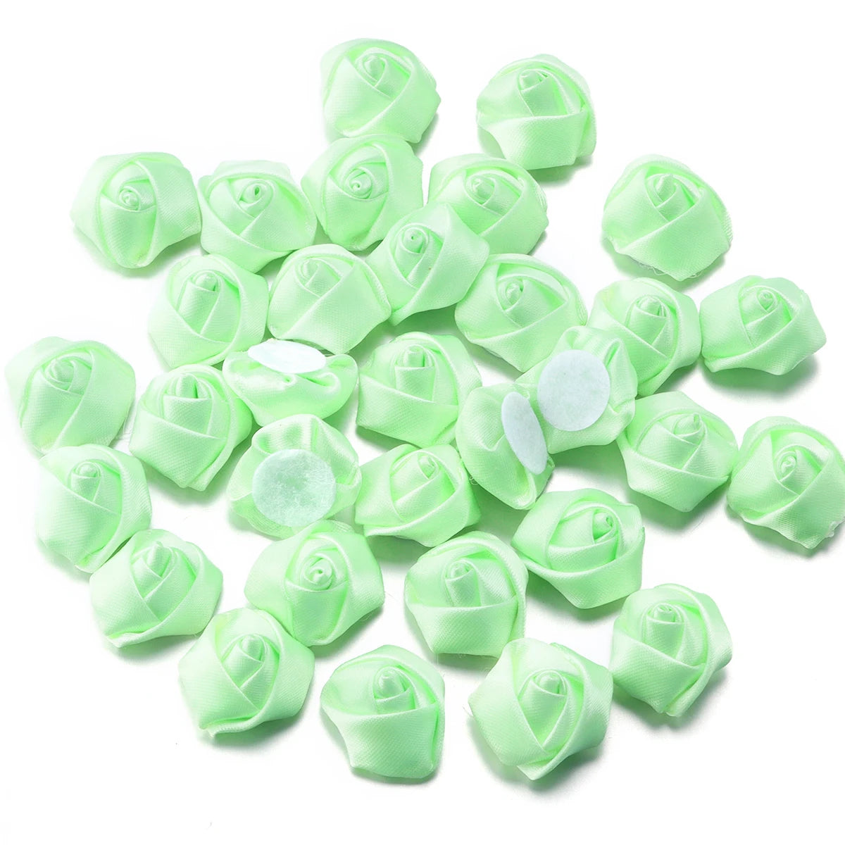 20pcs Mini Ribbon Rose Rosettes for DIY Hair Accessories & Crafts Hair Accessory Embellishments PLUSH Light Green 3.5-4cm