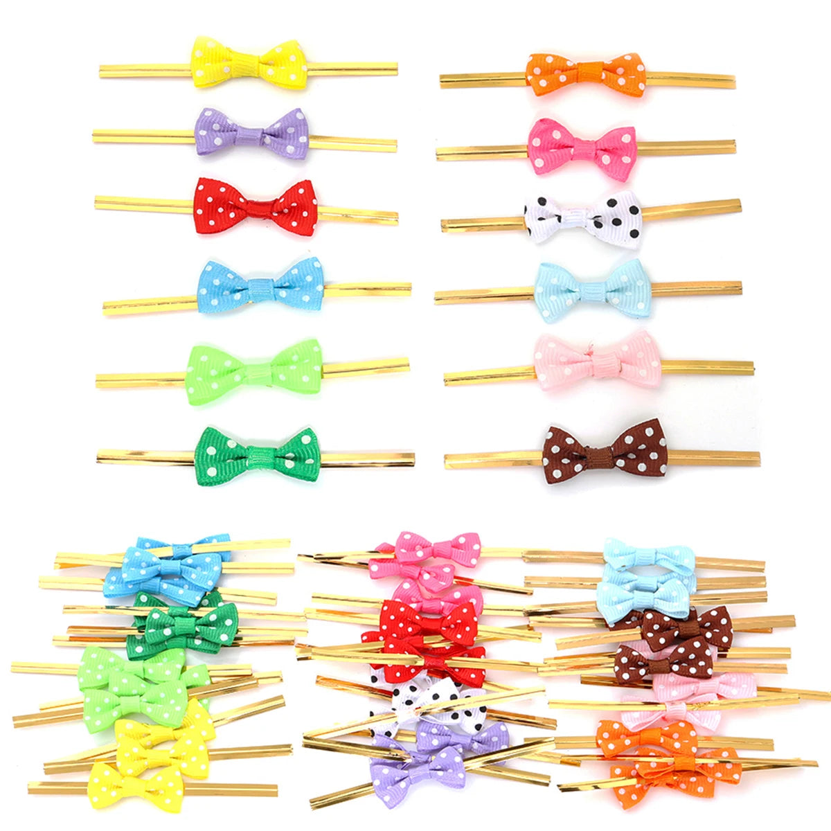 30pcs Polka Dot Bow Twist Ties Gold Wire – Gift Bag Seals Gift Bow Twist Ties PLUSH