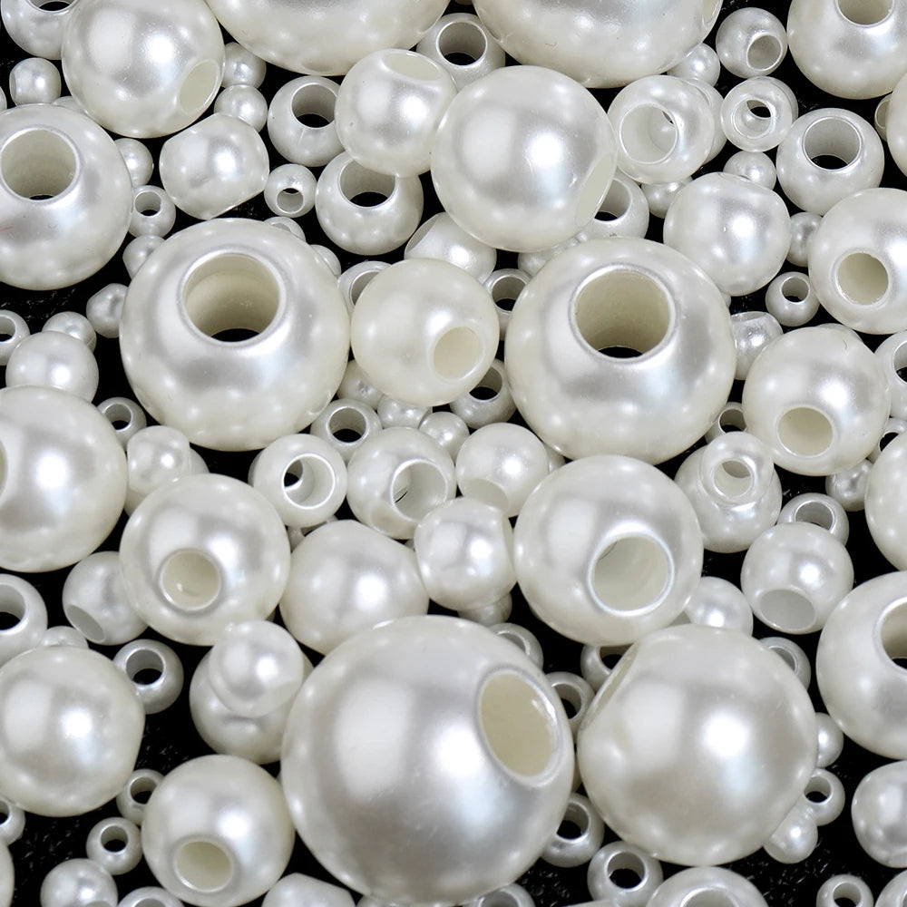 Vintage ABS Imitation Pearl Big Hole Spacer Beads – DIY Jewelry Pearl Spacer Beads PLUSH
