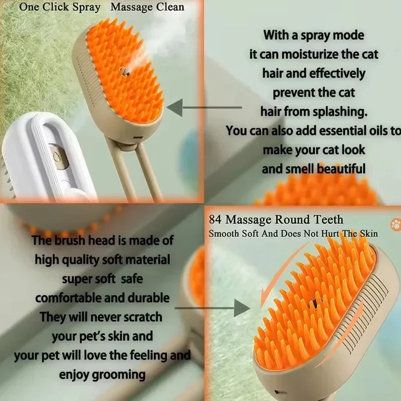 Pet Spray Massage Brush – Folding Deshedding Comb for Cats & Dogs Pet Grooming Brush PLUSH