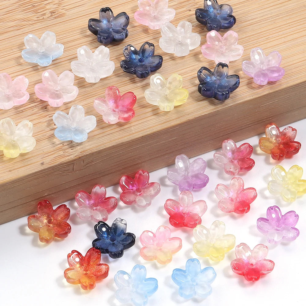 50pcs Cherry Blossom Czech Glass Spacer Beads – DIY Jewelry Glass Flower Beads PLUSH