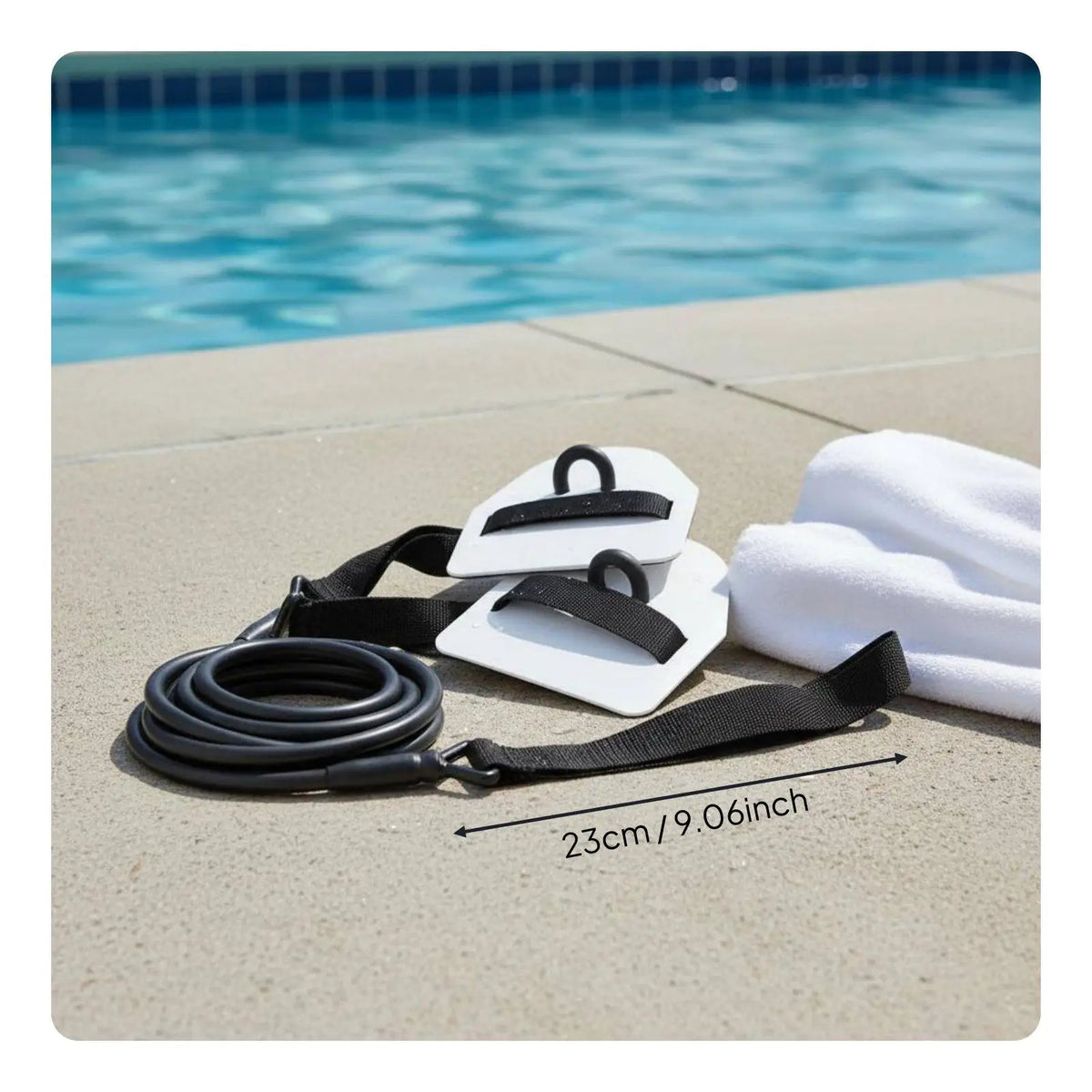 Swim Resistance Trainer – Latex Exercise Cord & Hand Paddle Swim Resistance Trainer PLUSH