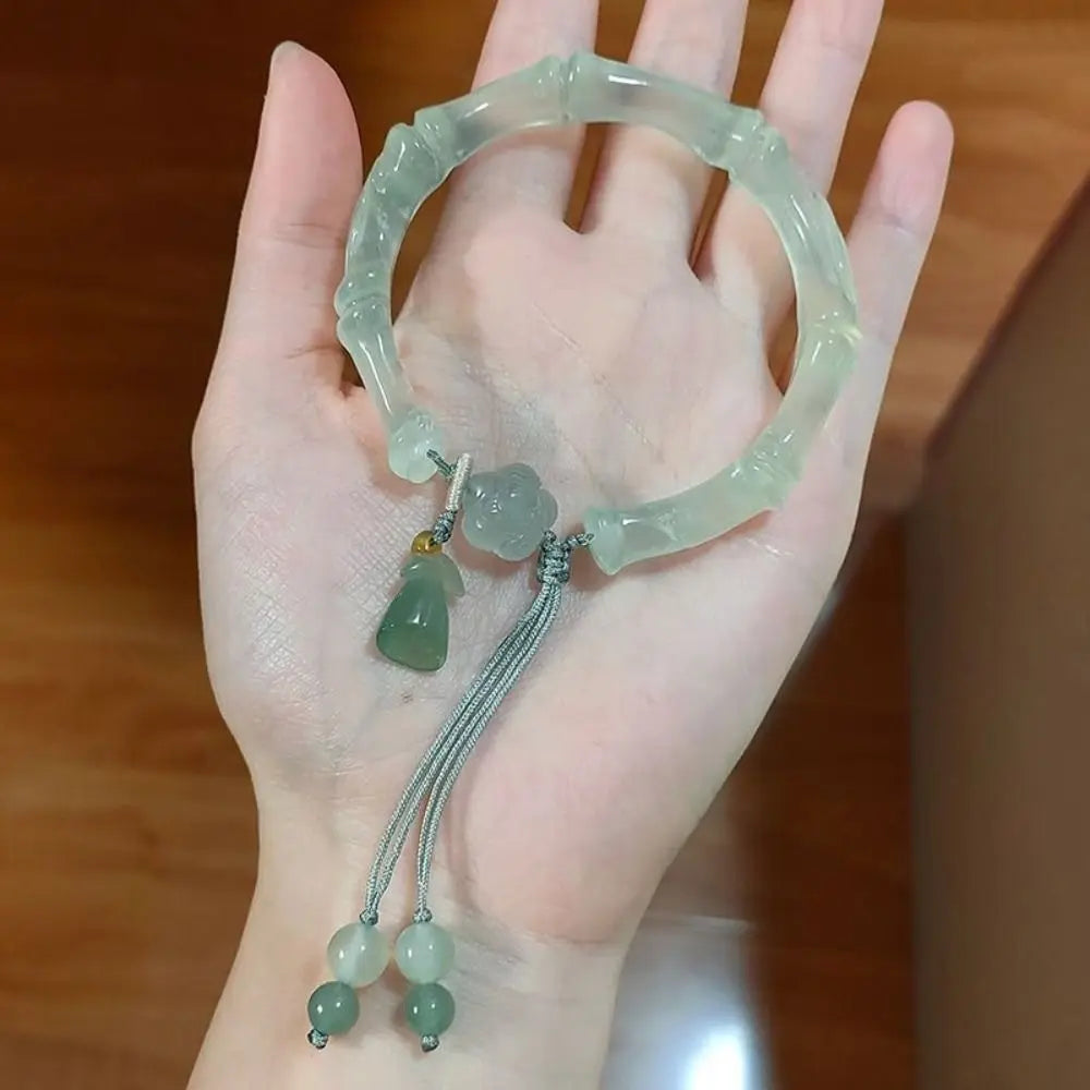 Lotus Bracelet Chinese Style Resin Bangle 58mm Moonlight White Resin Bangle Bracelet PLUSH 02