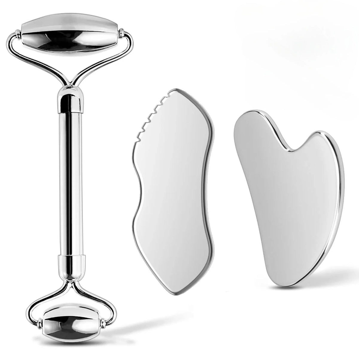 Stainless Steel Facial Roller & Gua Sha Massage Tool Set Facial Massage Tool PLUSH