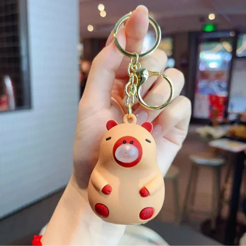 Capybara Bubble Blowing Keychain – Squeeze Toy Backpack Charm Novelty Keychain Toy PLUSH