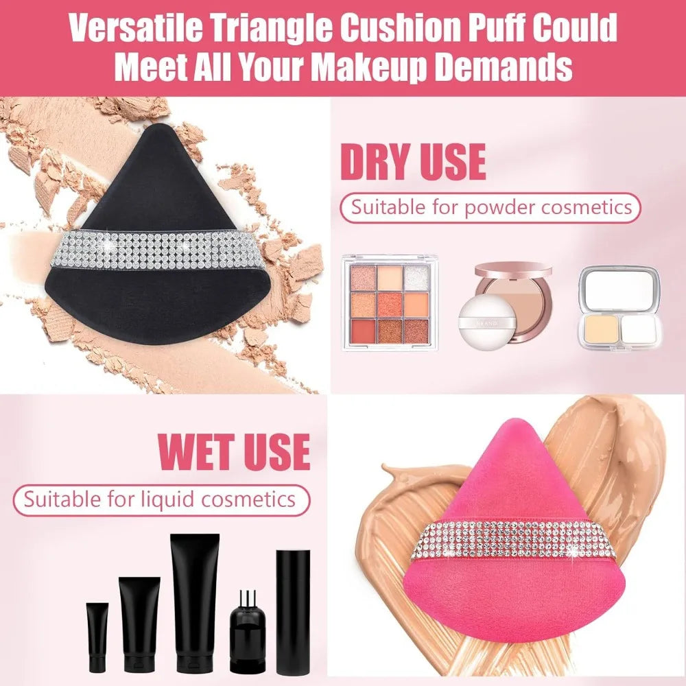 Pink Triangle Powder Puff Set 6pcs – Velvet Makeup Sponge Makeup Powder Puff PLUSH