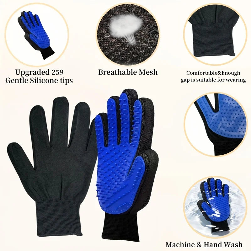 Pet Grooming Gloves – Silicone Hair Removal & Massage (Pair) Pet Grooming Gloves PLUSH