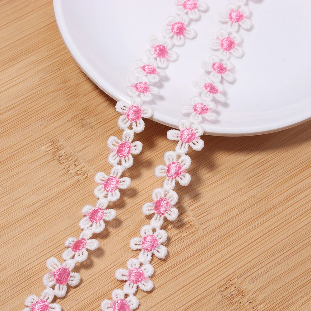 3 Yards Flower Lace Trim 1.5cm Polyester – DIY Craft Decor Lace Trim Ribbon PLUSH pink 1.5cm