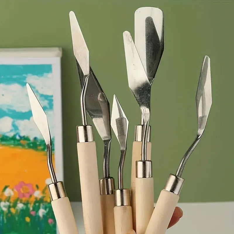 7-Piece Palette Knife Set – Stainless Steel Art Spatulas Palette Knife Set PLUSH