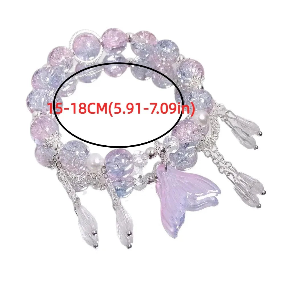 Fishtail Crystal Colorful Bead Bracelet – Korean Style Beaded Wrap Bracelet PLUSH