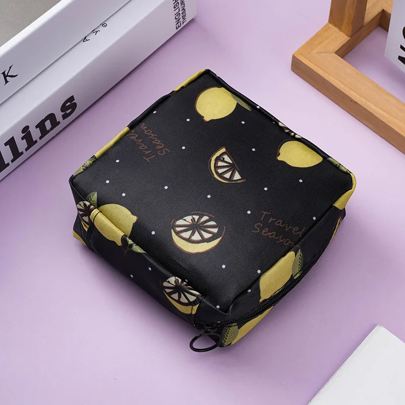 Mini Menstrual Organizer Pouch – Reusable Nylon Storage Bag Feminine Hygiene Organizer PLUSH Pouch B