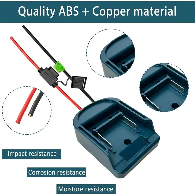 Makita 18V Battery Adapter Converter – Fuse & Wire Terminals Battery Adapter Converter PLUSH