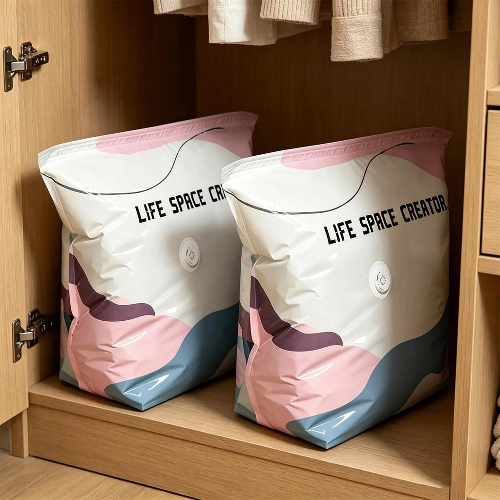 2-Pack No-Pump Vacuum Compression Storage Bags – Space Saver Vacuum Storage Bags PLUSH